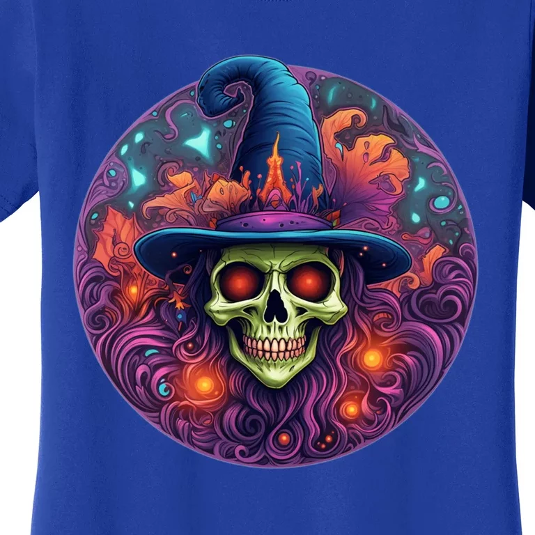 Halloween Scary Bony Green Witch Face Trick Treat Funny Gift Women's T-Shirt