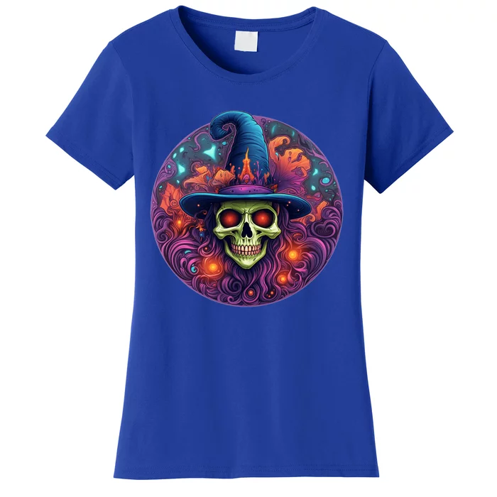 Halloween Scary Bony Green Witch Face Trick Treat Funny Gift Women's T-Shirt