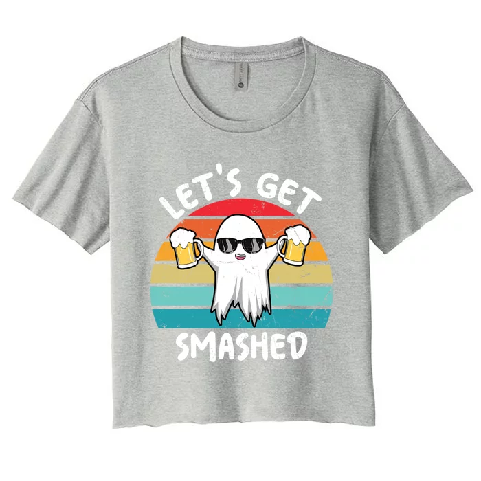 Halloween Squad Beer Lovers LetS Get Smashed Vintage Gift Women's Crop Top Tee