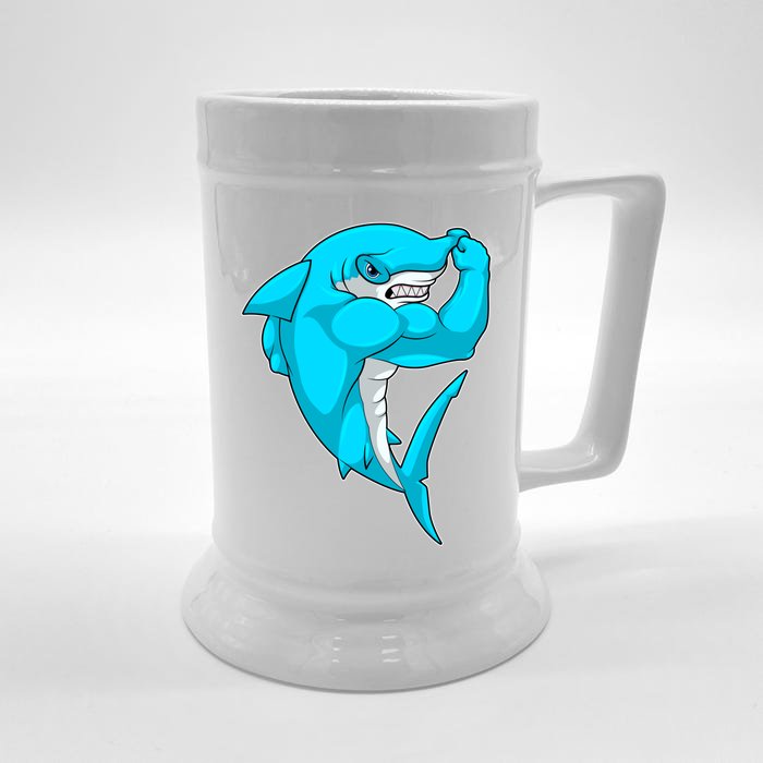 Hammerhead Shark Bodybuilder Bodybuilding Sports Gift Front & Back Beer Stein