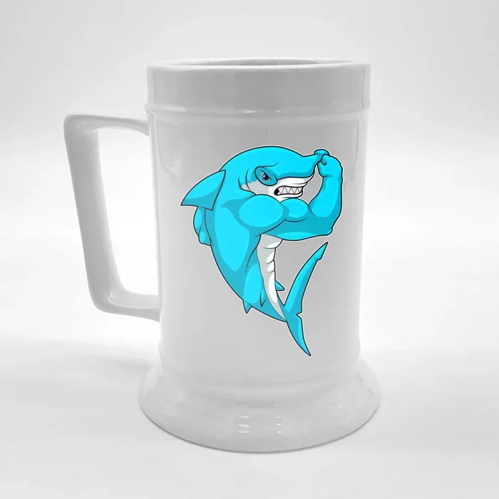 Hammerhead Shark Bodybuilder Bodybuilding Sports Gift Front & Back Beer Stein