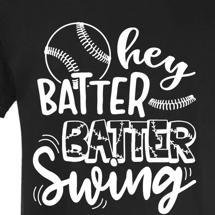 Hey Swing Batter Baseball Fans Baseball Player Children Garment-Dyed Heavyweight T-Shirt