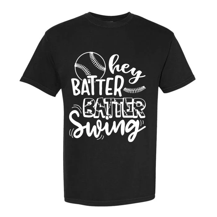 Hey Swing Batter Baseball Fans Baseball Player Children Garment-Dyed Heavyweight T-Shirt