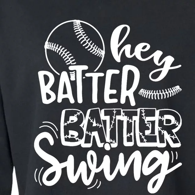 Hey Swing Batter Baseball Fans Baseball Player Children Cropped Pullover Crew