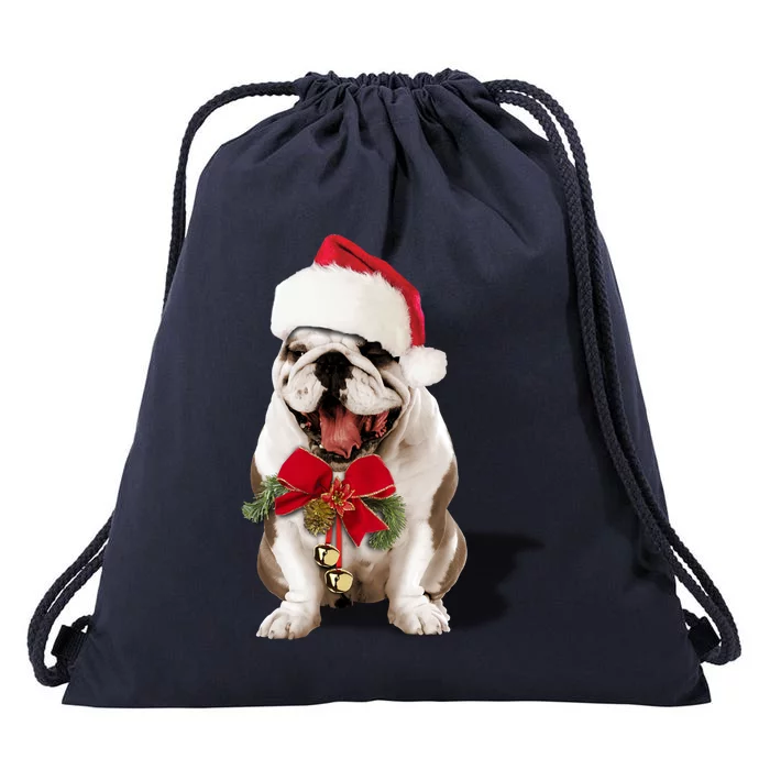 Hybrid Santa Bulldog Christmas Cute Gift Cute Gift Drawstring Bag