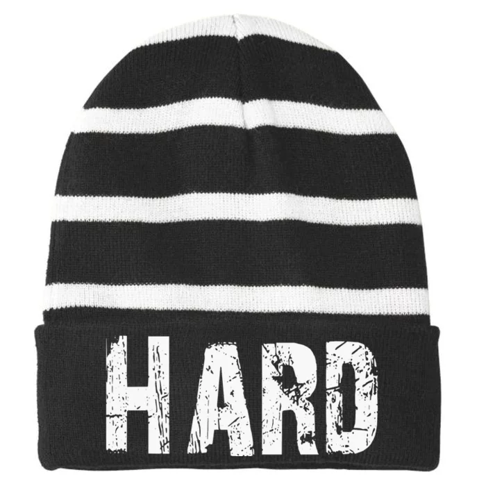 Hard | Simple But Very Meaningful Design Striped Beanie with Solid Band