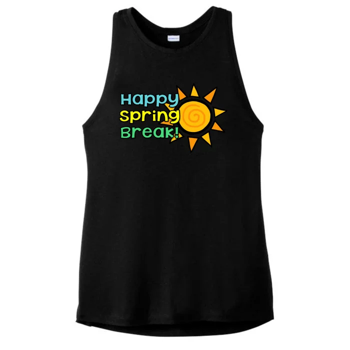 Happy Spring Break Sun Ladies Tri-Blend Wicking Tank