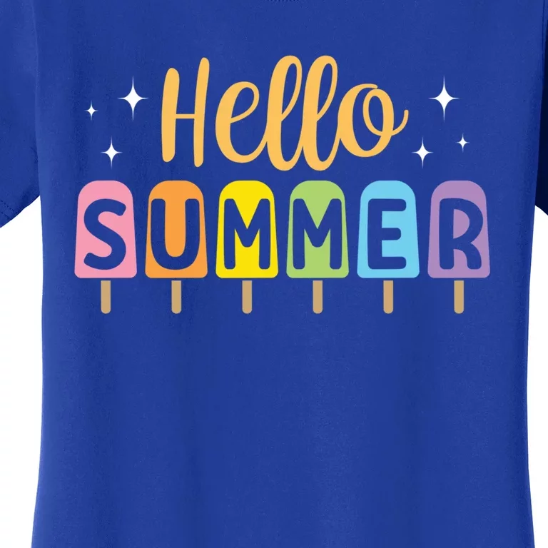 Hello Summer Break Vacation Travel Outdoors Beach Sunset Cute Gift Women's T-Shirt