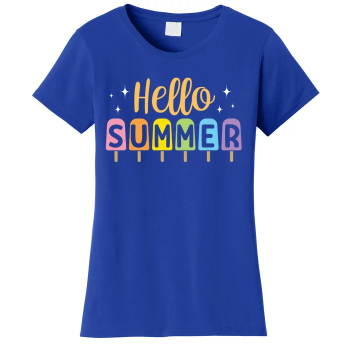 Hello Summer Break Vacation Travel Outdoors Beach Sunset Cute Gift Women's T-Shirt