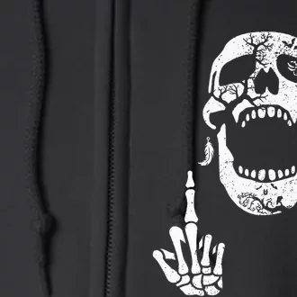 Halloween Skeleton Bones Middle Finger Skull Full Zip Hoodie