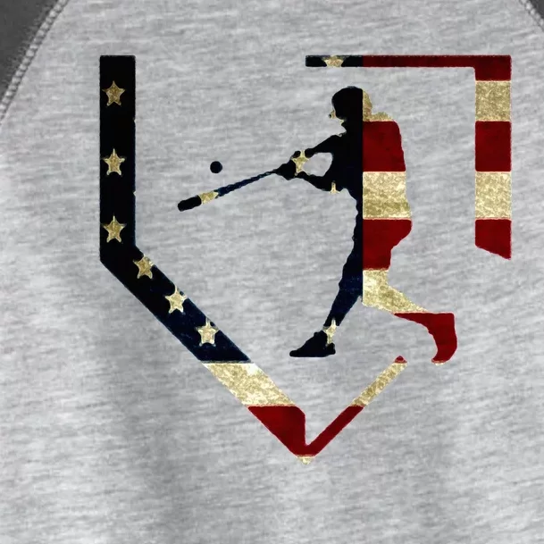 High School Baseball Season College Ball Player Usa Flag Toddler Fine Jersey T-Shirt