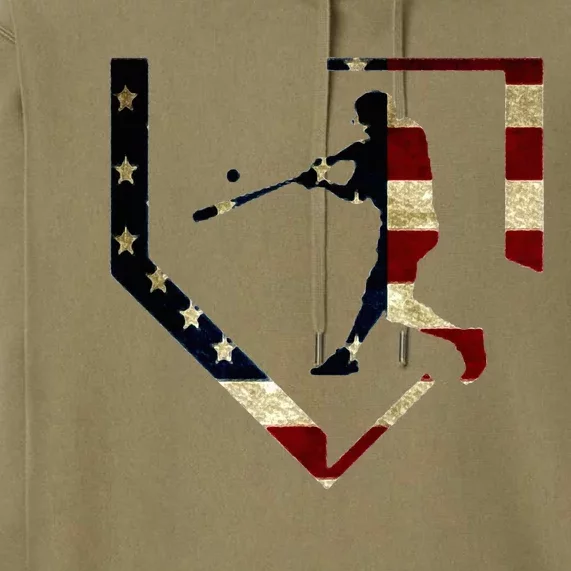 High School Baseball Season College Ball Player Usa Flag Premium Hoodie