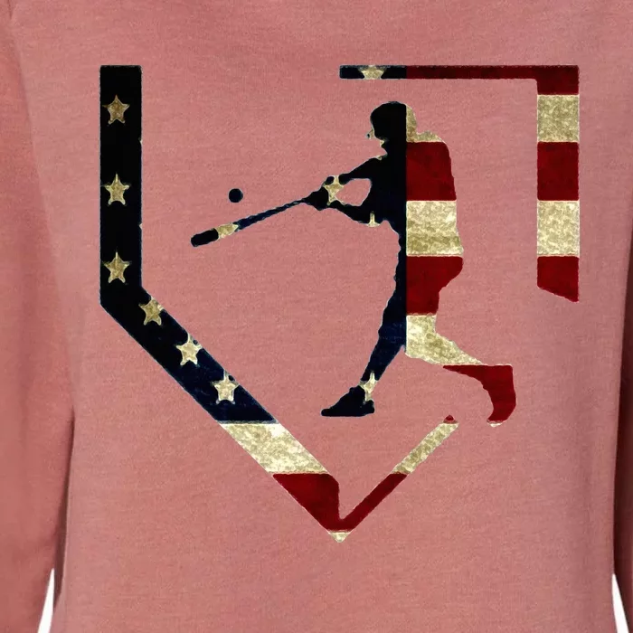 High School Baseball Season College Ball Player Usa Flag Womens California Wash Sweatshirt