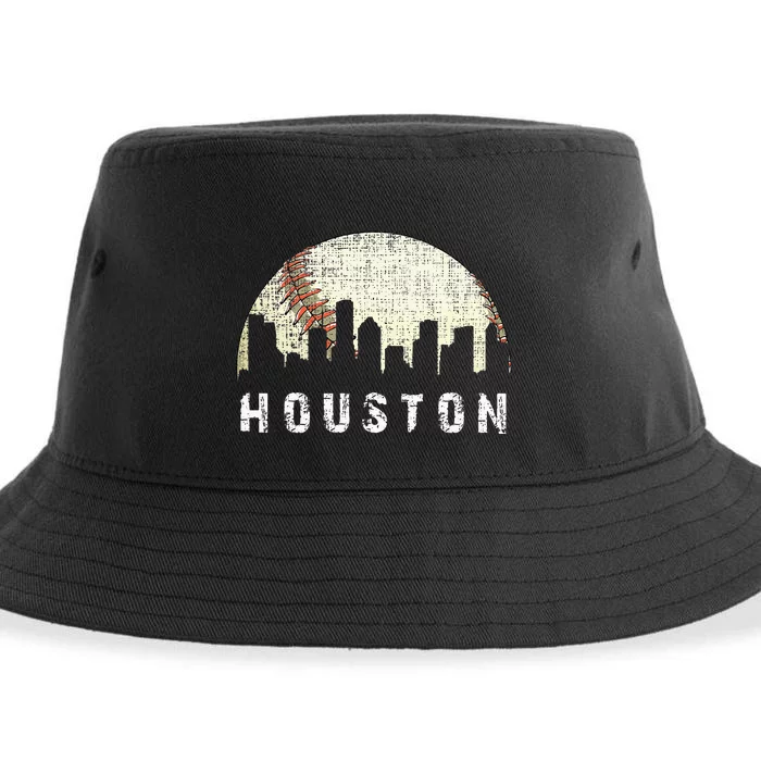 Houston Skyline Baseball Game Vintage Sustainable Bucket Hat