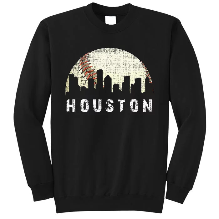 Houston Skyline Baseball Game Vintage Tall Sweatshirt