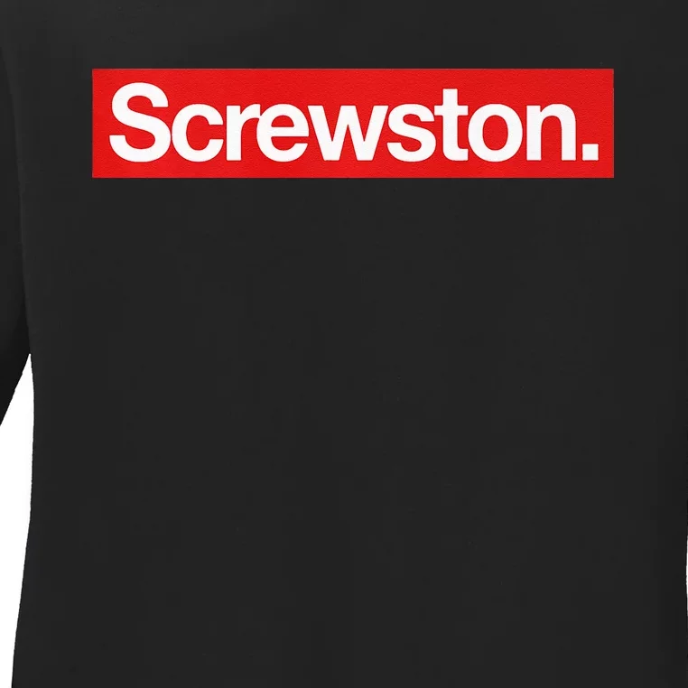 Houston Screwston Box Logo Apparel Fitted Ladies Long Sleeve Shirt