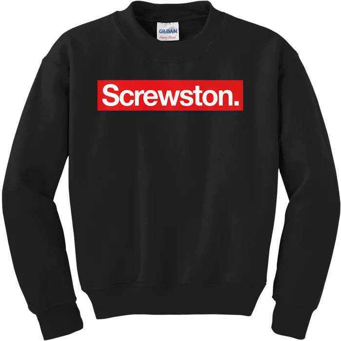 Houston Screwston Box Logo Apparel Fitted Kids Sweatshirt