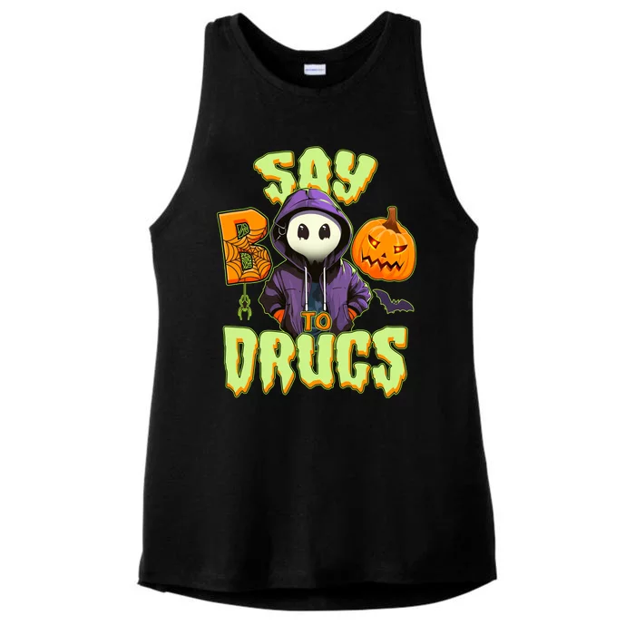 Halloween Say Boo To Drugs Ladies Tri-Blend Wicking Tank