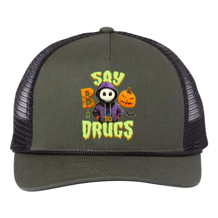 Halloween Say Boo To Drugs Retro Rope Trucker Hat Cap