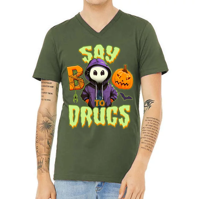 Halloween Say Boo To Drugs V-Neck T-Shirt