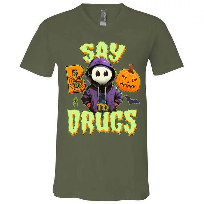 Halloween Say Boo To Drugs V-Neck T-Shirt