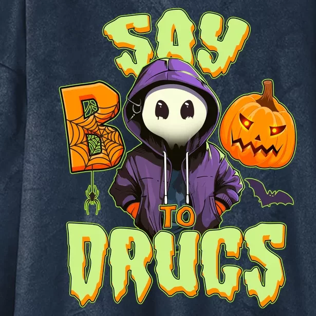 Halloween Say Boo To Drugs Hooded Wearable Blanket