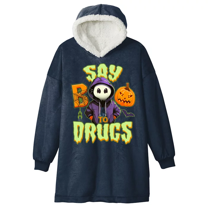 Halloween Say Boo To Drugs Hooded Wearable Blanket