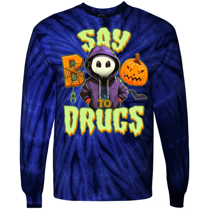 Halloween Say Boo To Drugs Tie-Dye Long Sleeve Shirt