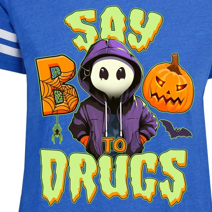 Halloween Say Boo To Drugs Enza Ladies Jersey Football T-Shirt