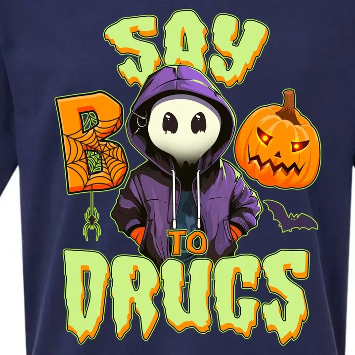 Halloween Say Boo To Drugs Sueded Cloud Jersey T-Shirt