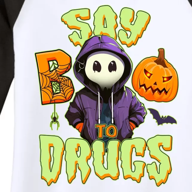 Halloween Say Boo To Drugs Women's Tri-Blend 3/4-Sleeve Raglan Shirt