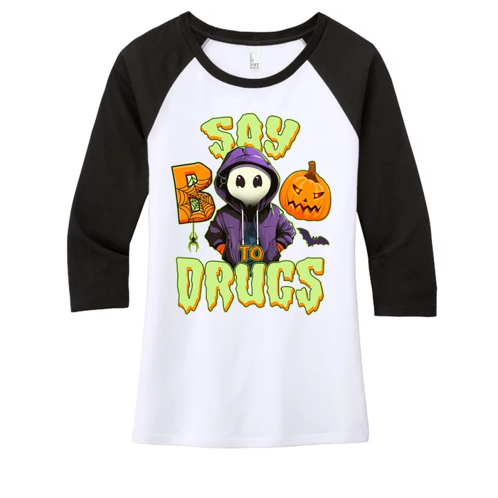 Halloween Say Boo To Drugs Women's Tri-Blend 3/4-Sleeve Raglan Shirt