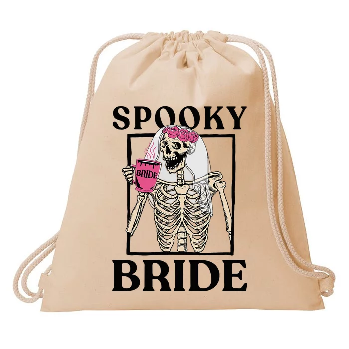 Halloween Spooky Bride Bridesmaid Skeleton Bachelorette Drawstring Bag