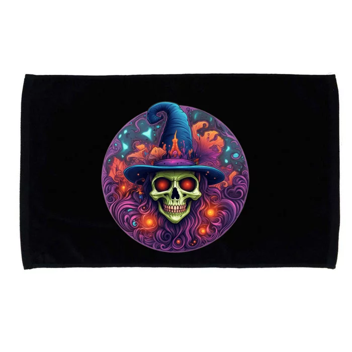 Halloween Scary Bony Green Witch Face Trick Treat Gift Microfiber Hand Towel