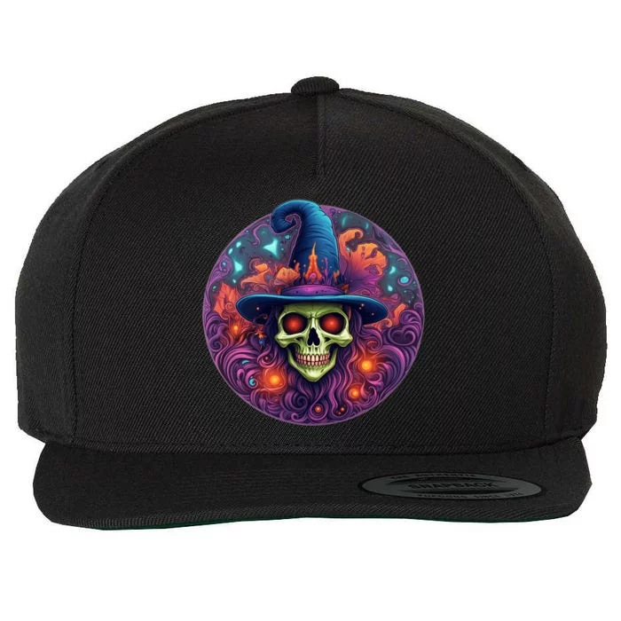 Halloween Scary Bony Green Witch Face Trick Treat Gift Wool Snapback Cap