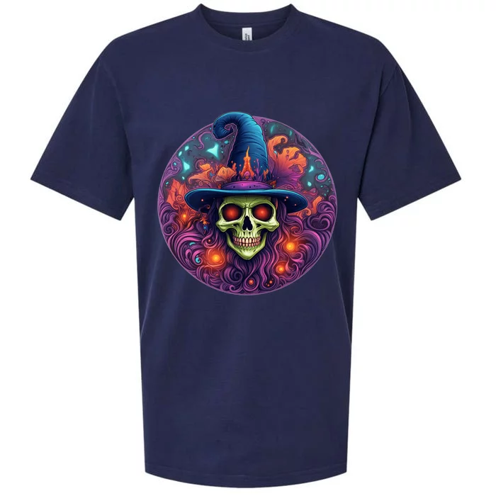 Halloween Scary Bony Green Witch Face Trick Treat Gift Sueded Cloud Jersey T-Shirt