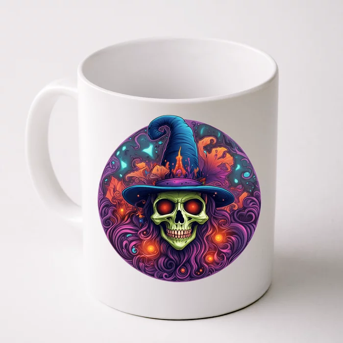 Halloween Scary Bony Green Witch Face Trick Treat Gift Front & Back Coffee Mug