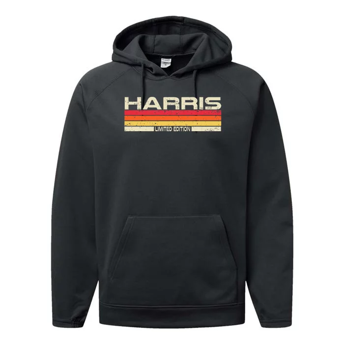 Harris Surname Birthday Family Reunion 80s 90s Sunset Performance Fleece Hoodie