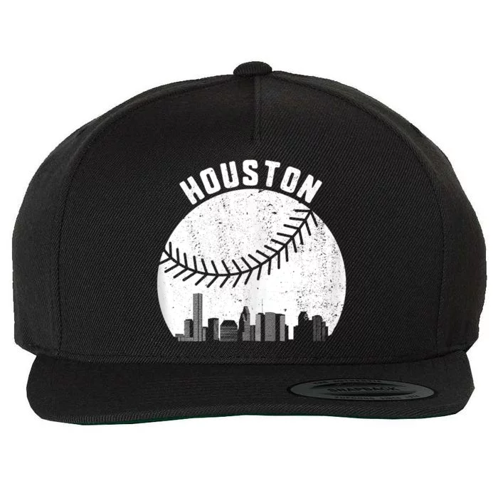 Houston Skyline Baseball Fan Vintage Texas Baseball Houston Wool Snapback Cap