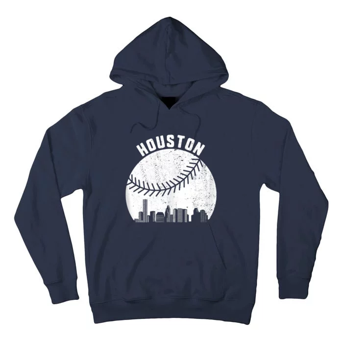 Houston Skyline Baseball Fan Vintage Texas Baseball Houston Tall Hoodie