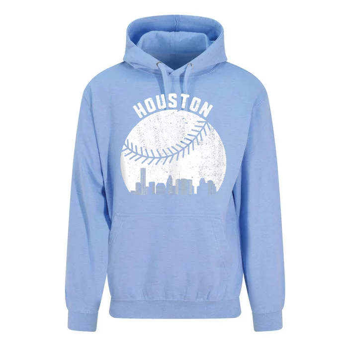 Houston Skyline Baseball Fan Vintage Texas Baseball Houston Unisex Surf Hoodie