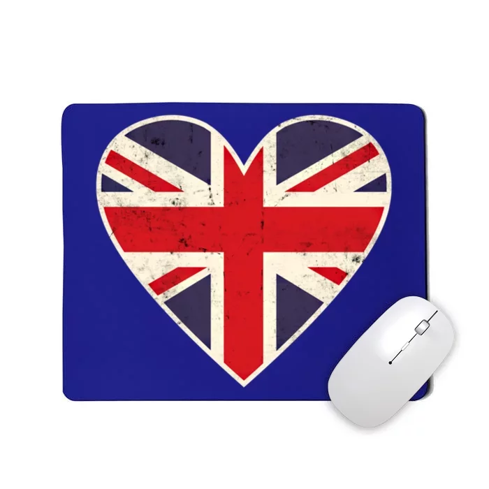 Heart Shaped British Union Jack Flag Gift Mousepad