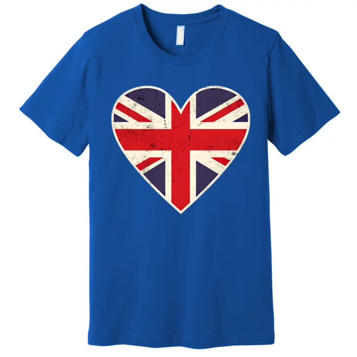 Heart Shaped British Union Jack Flag Gift Premium T-Shirt