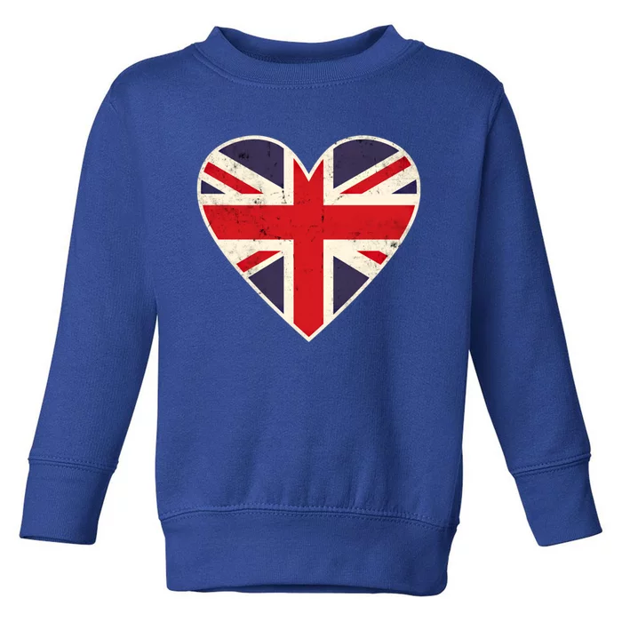 Heart Shaped British Union Jack Flag Gift Toddler Sweatshirt