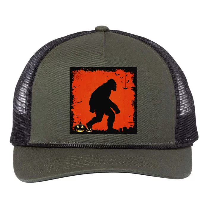 Halloween Sasquatch Bigfoot On A Dark Costume Style Gifts Retro Rope Trucker Hat Cap