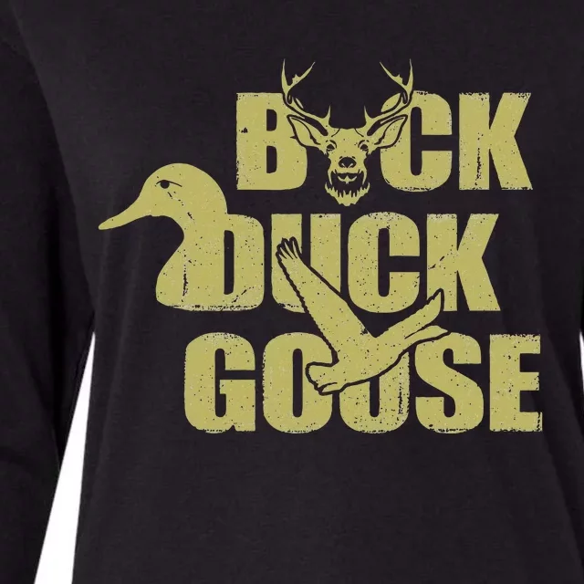 Hunting Season Buck Duck Goose Big Game Duck Womens Cotton Relaxed Long Sleeve T-Shirt