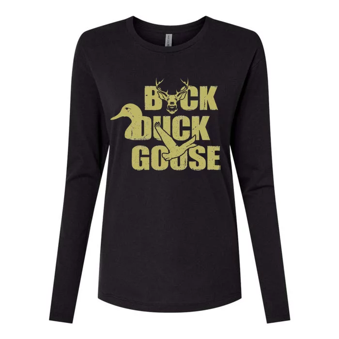 Hunting Season Buck Duck Goose Big Game Duck Womens Cotton Relaxed Long Sleeve T-Shirt