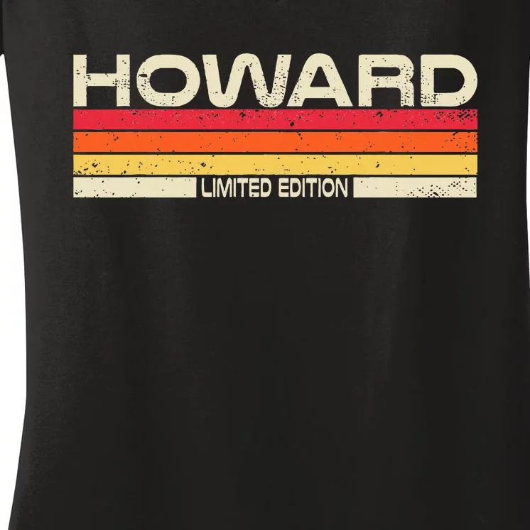 Howard Surname Birthday Family Reunion 80s 90s Sunset Women's V-Neck T-Shirt