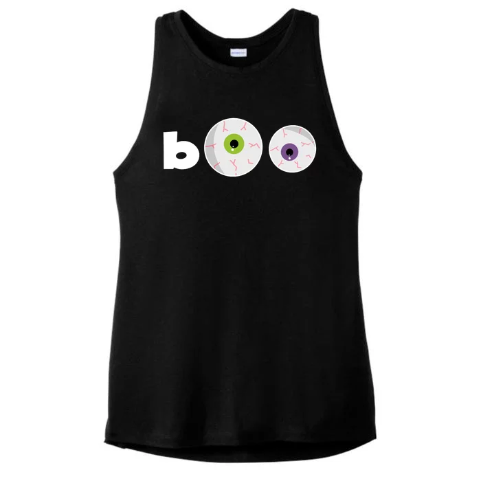 Halloween Scary Boo Eyes Ladies Tri-Blend Wicking Tank