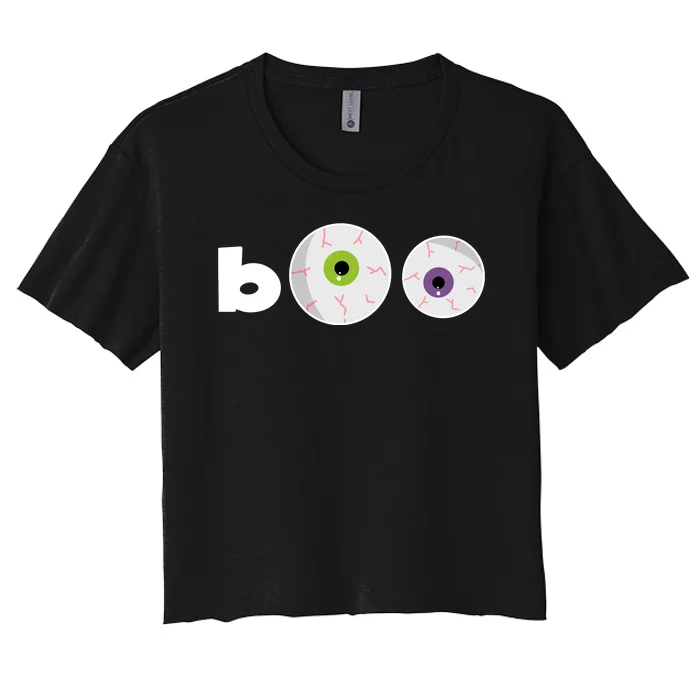 Halloween Scary Boo Eyes Women's Crop Top Tee